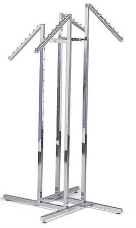 4 Way Slant Clothing Display Racks with Chrome Plating for Supermarket